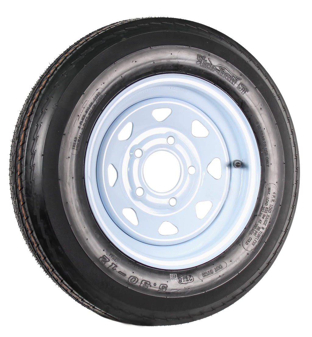 2-Pack Trailer Tire Rim Assembly 5.30-12 5 Lug White LRC J19489