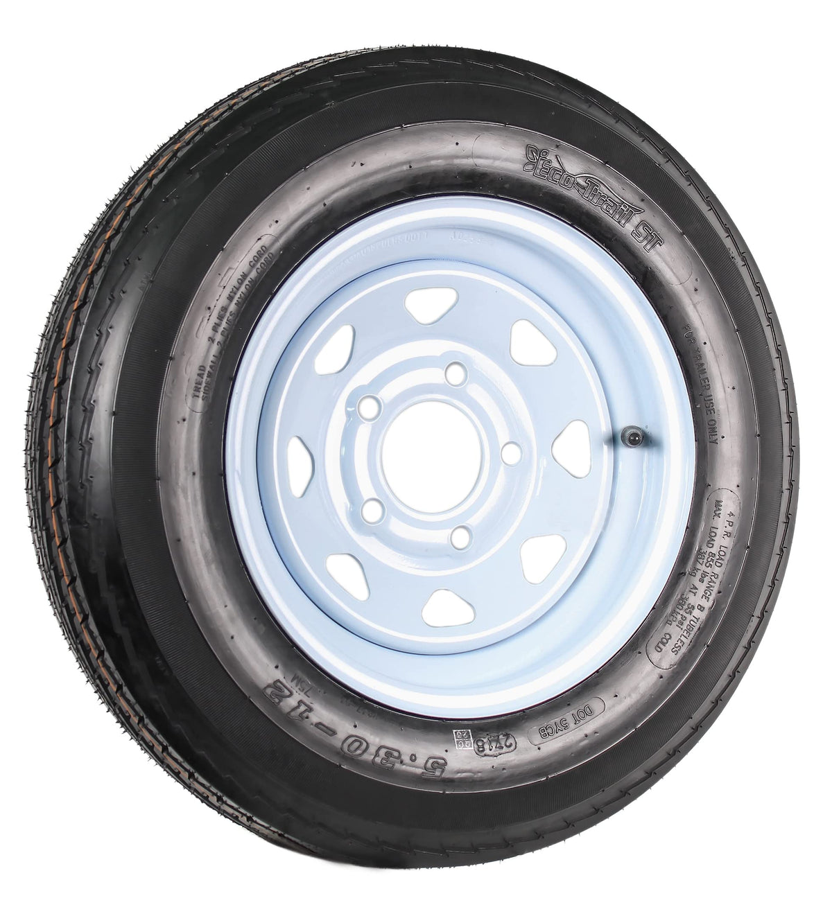 2-Pack Trailer Tire Rim Assembly 5.30-12 5 Lug White LRC J19489