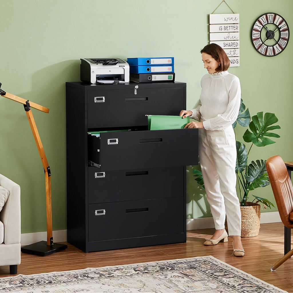 4 Drawer Metal Lateral File Cabinet with Lock Y78523