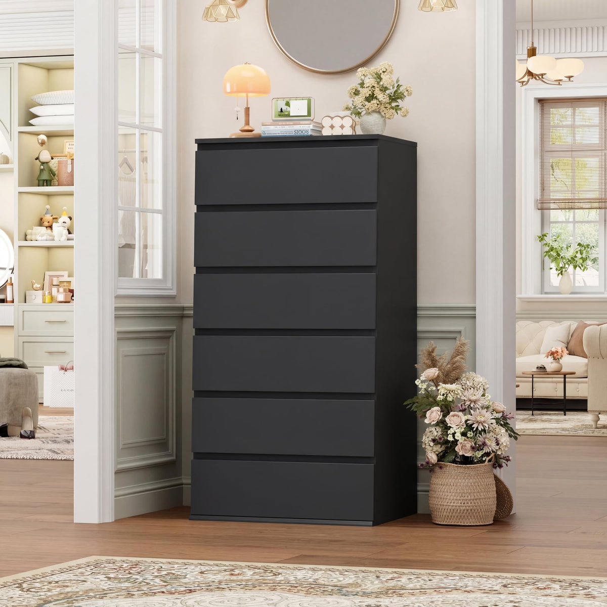 Black 6 Drawer Dresser A33240