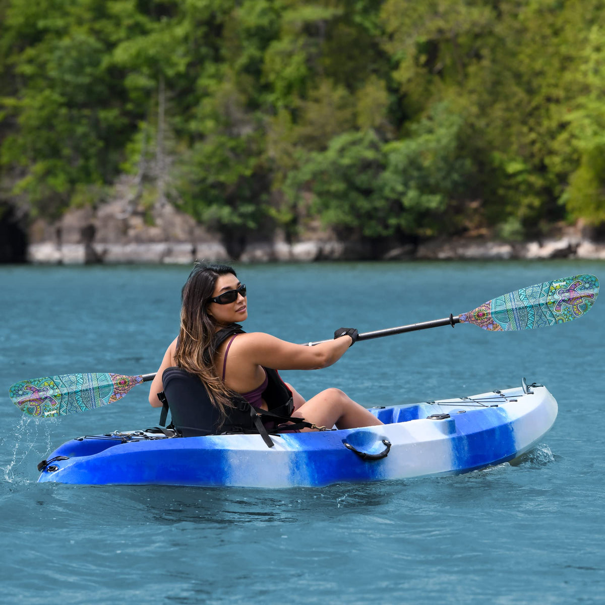 Fiberglass Kayak Paddle 90.5 inches Adjustable Carbon Fiber Shaft A90627