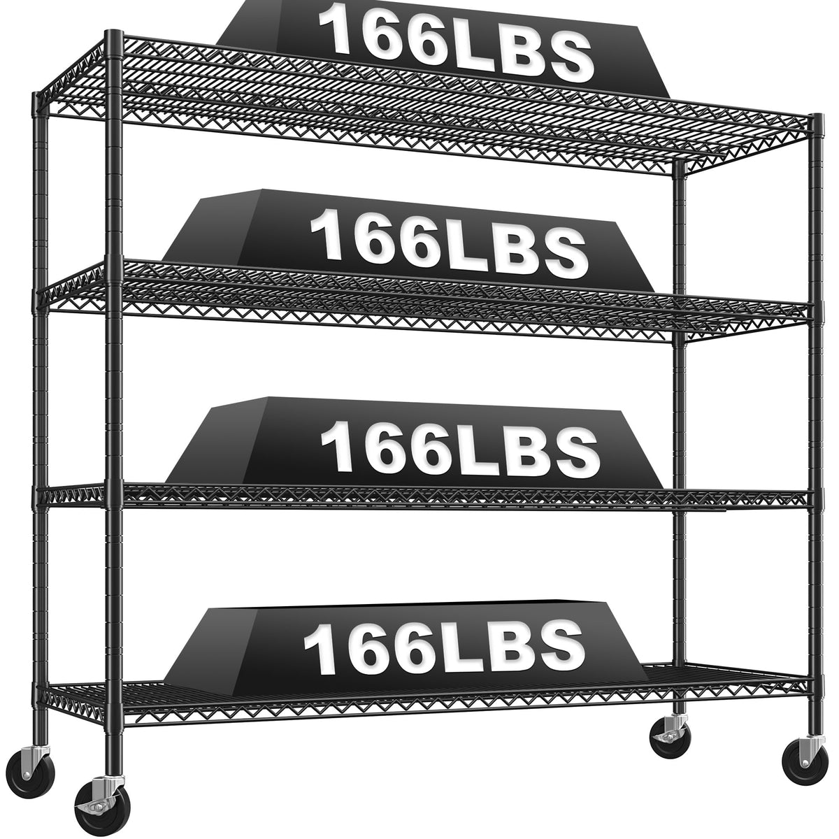 4-Tier Heavy Duty Metal Shelving Unit with Wheels N173