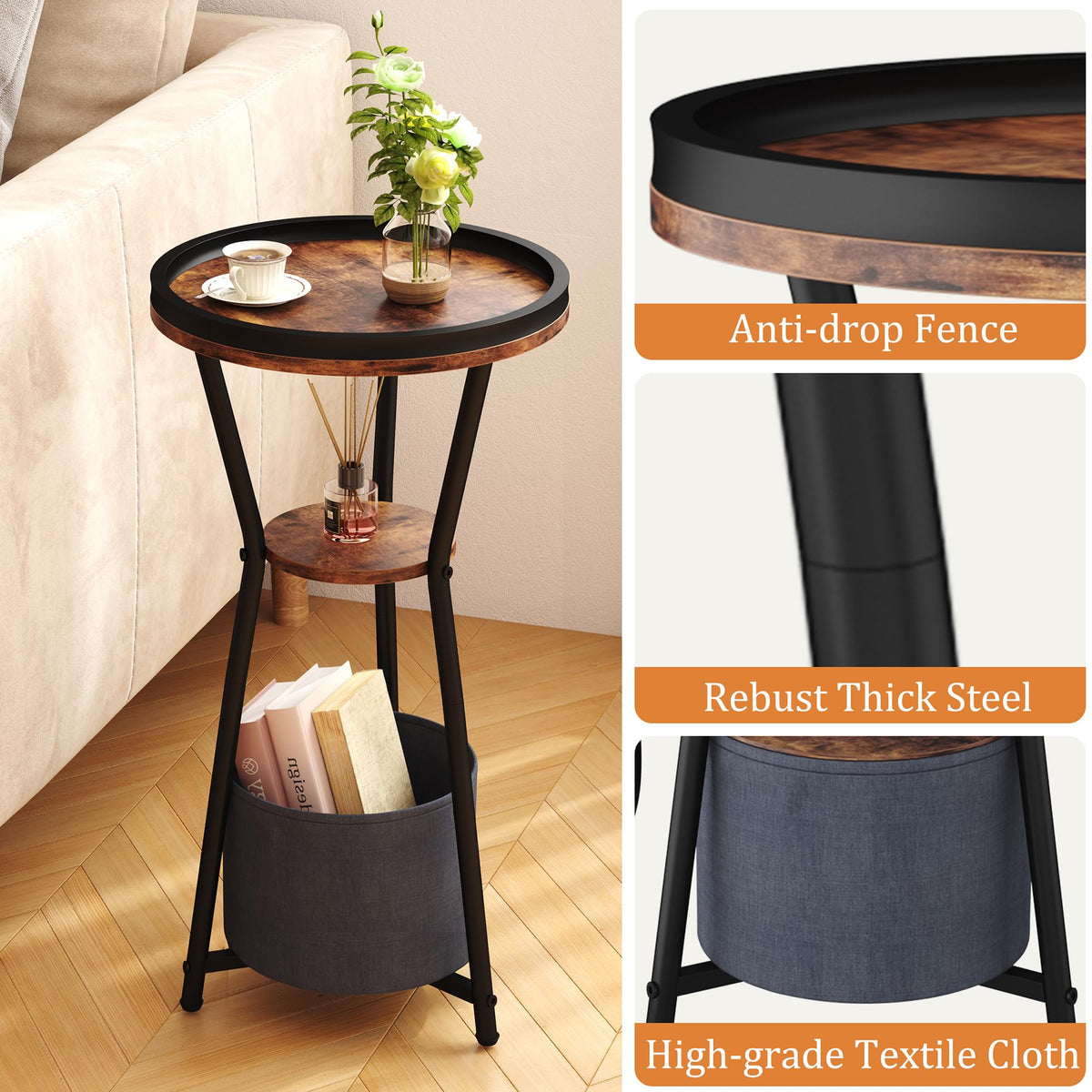 Round 3-Tier Side Table I720