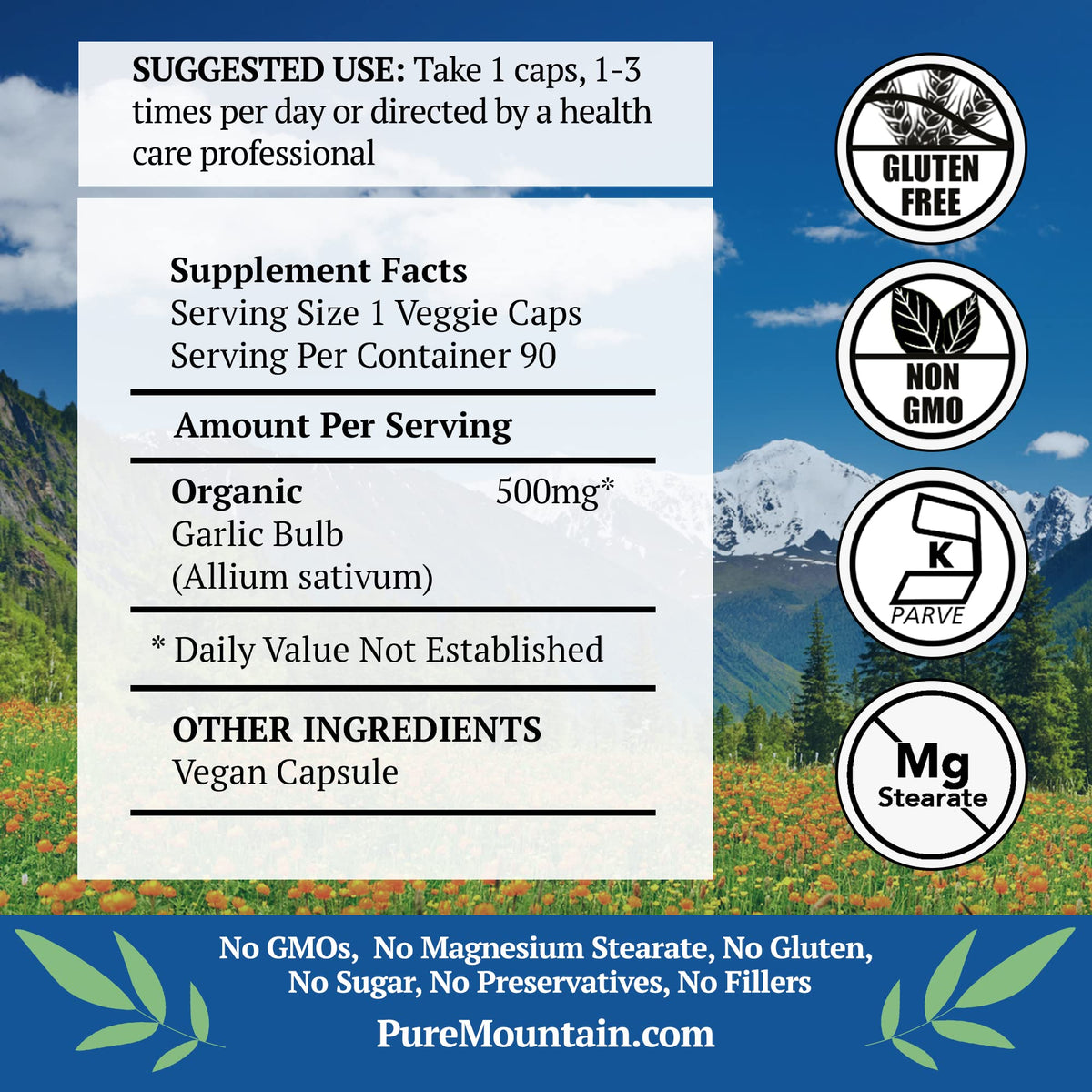 Garlic Capsules 500mg 90 Veggie Capsules X8237