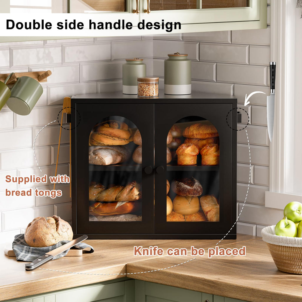 2 Tier Corner Bread Box with Acrylic Door A910