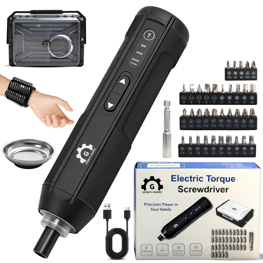 4V Electric Torque Screwdriver Set with 35 Magnetic Bits and Storage Box G60737
