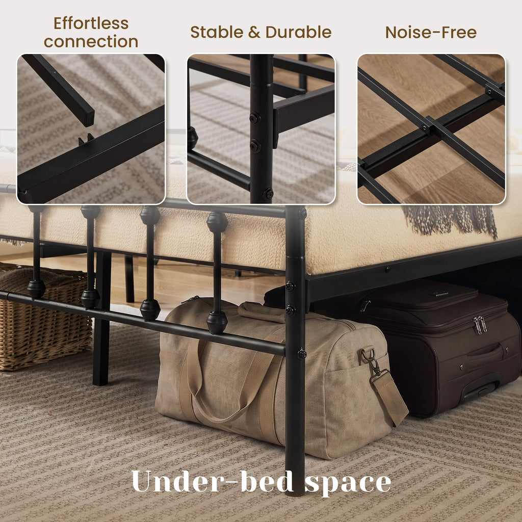 Full Metal Platform Bed Frame with Headboard and Footboard N1950