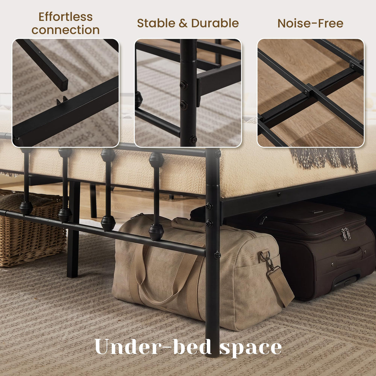 Full Metal Platform Bed Frame with Headboard and Footboard N1950