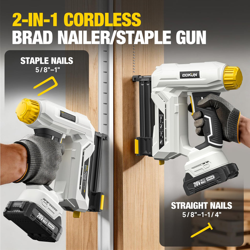 2-in-1 Cordless Brad Nailer Staple Gun with 2 batteries & Charger D59735