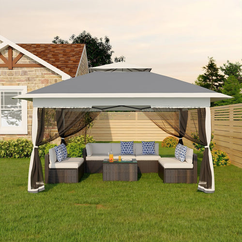 13x13FT Pop Up Gazebo with Mosquito Netting, Grey R686