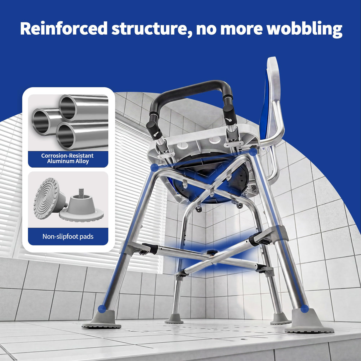 360° Swivel Shower Chair, 500 lbs Capacity, Height Adjustable Q238