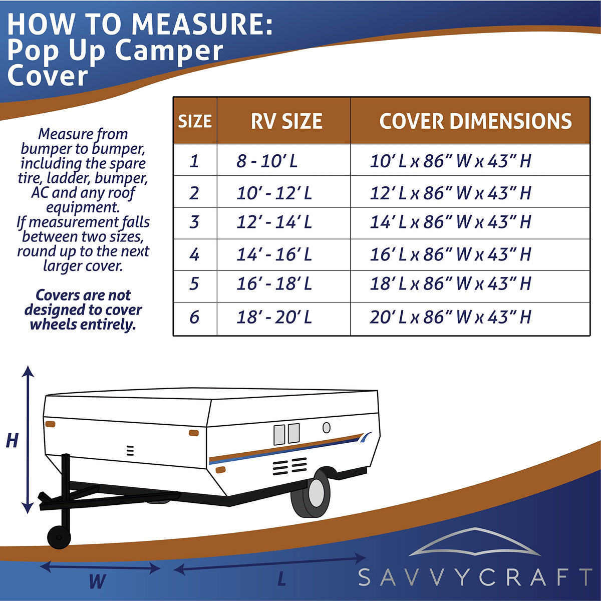 Waterproof Pop Up Camper Cover 14-16 ft L119450