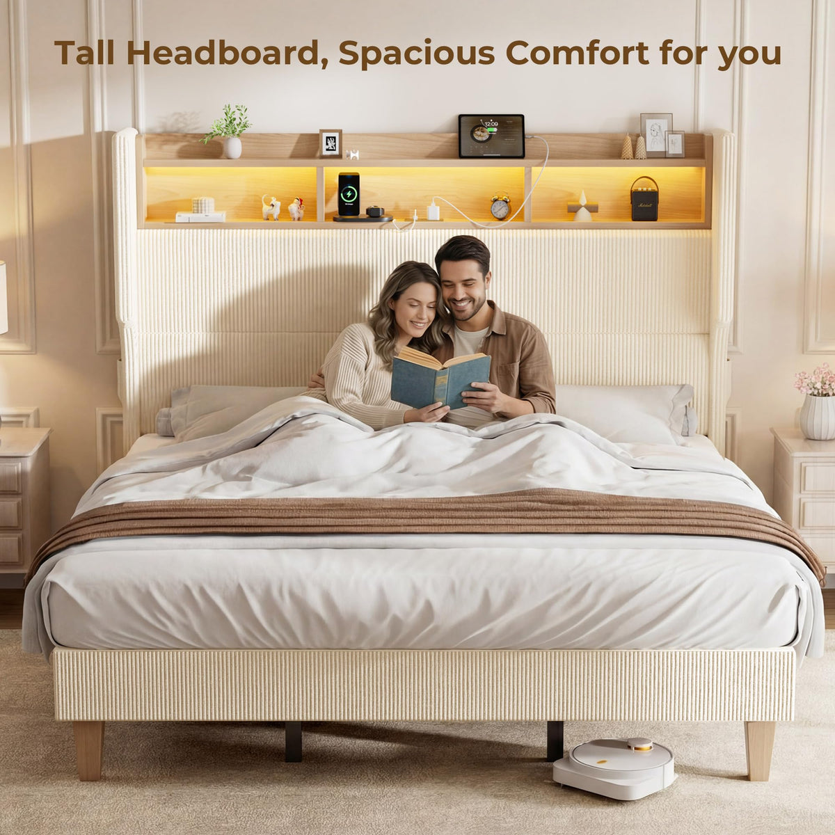 Queen Size Bed Frame with Tall Headboard S81809