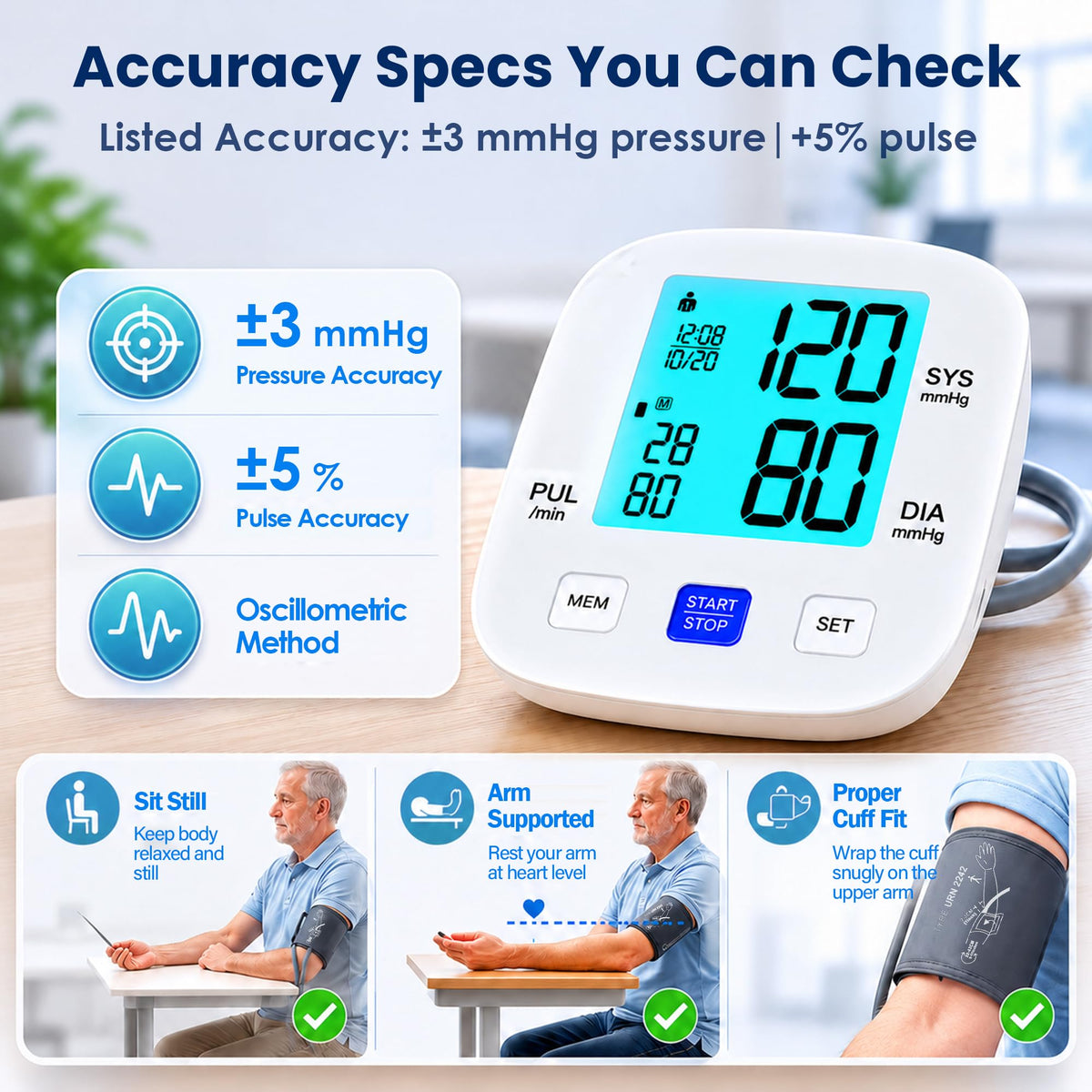 Upper Arm Blood Pressure Monitor with 8.7"-16.5" Cuff M360