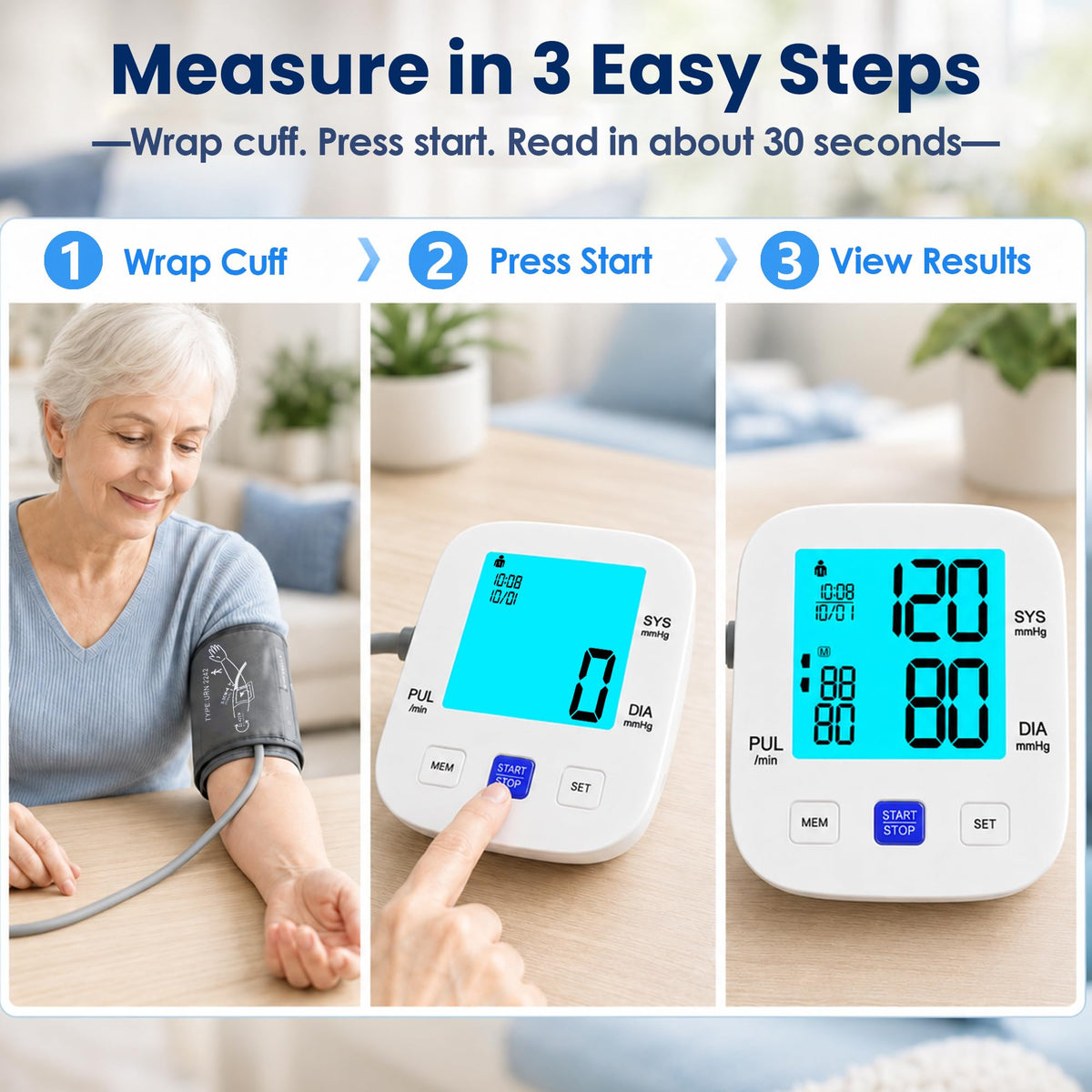 Upper Arm Blood Pressure Monitor with 8.7"-16.5" Cuff M360