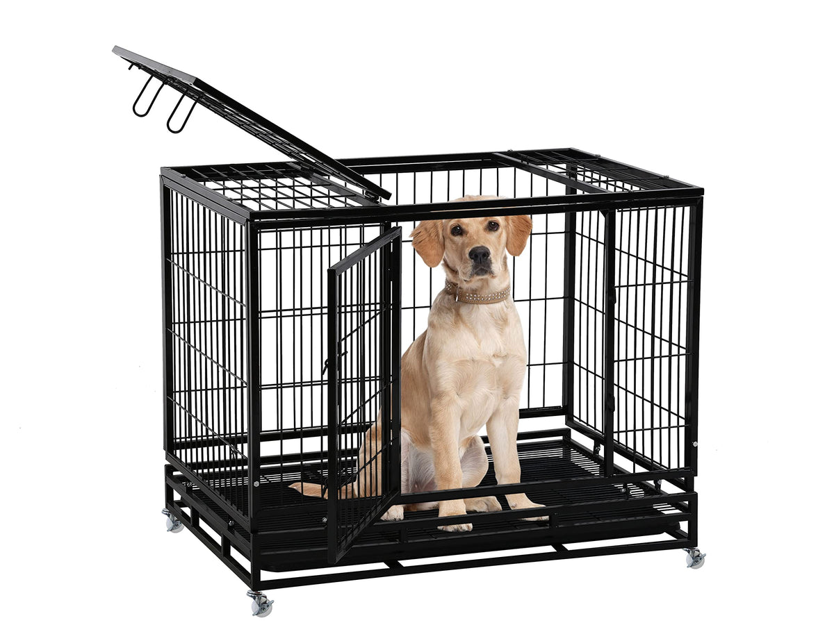 48'' Heavy Duty Metal Dog Crate with Wheels D762070