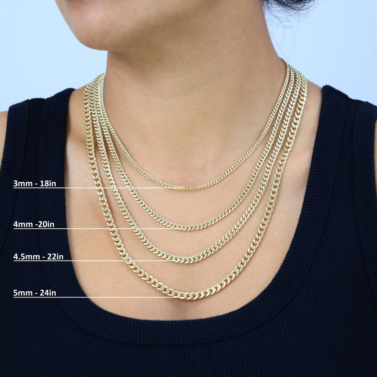 10K Yellow Gold Cuban Link Chain Necklace S671969