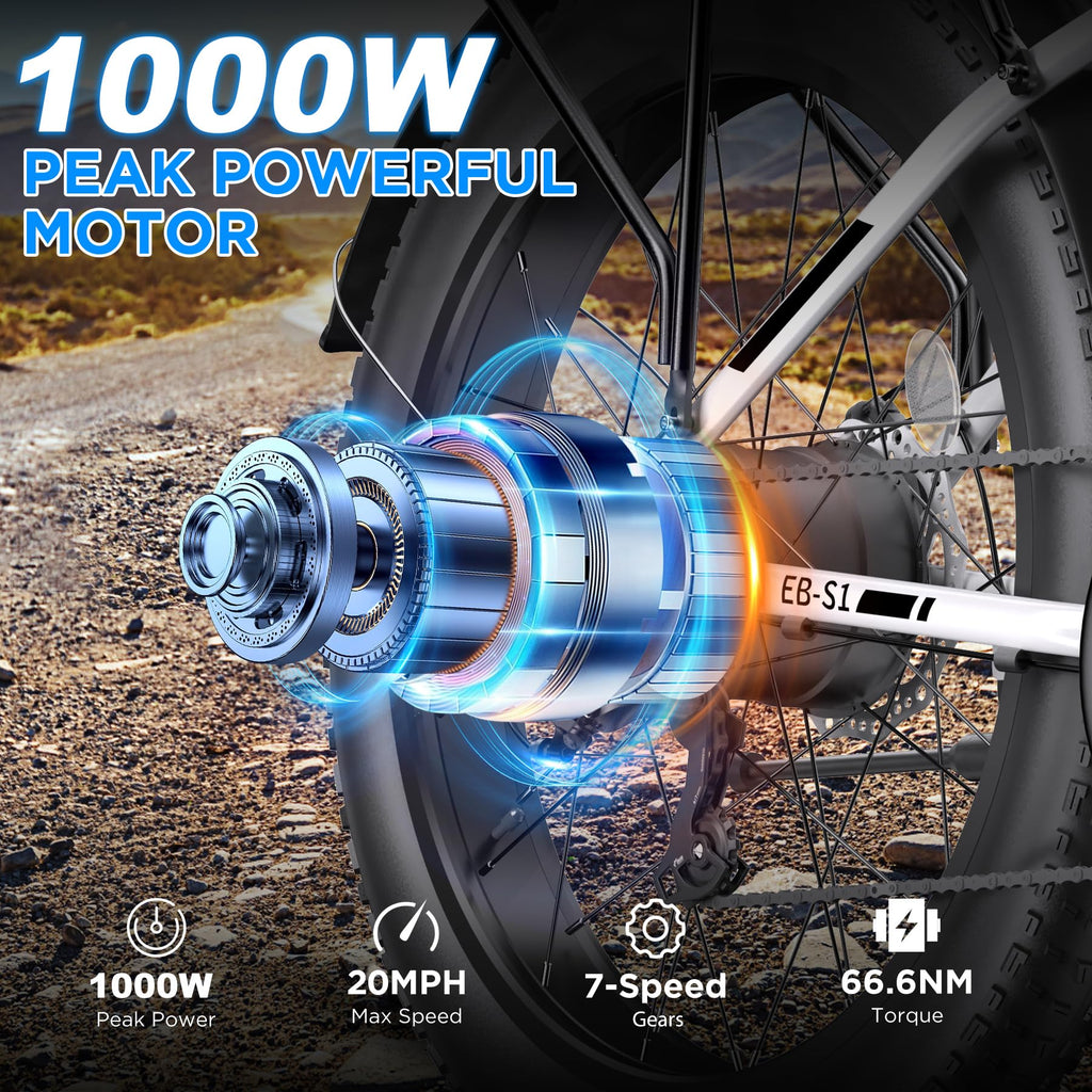 1000W 26" Fat Tire Electric Mountain Bike with 48V 13AH Battery L530