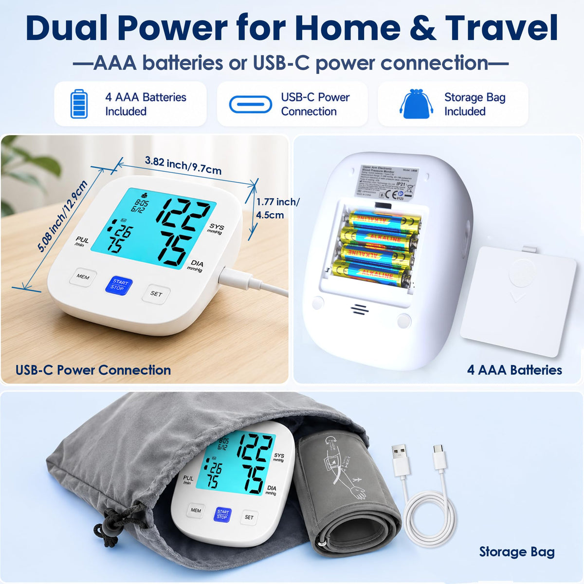 Upper Arm Blood Pressure Monitor with 8.7"-16.5" Cuff M360