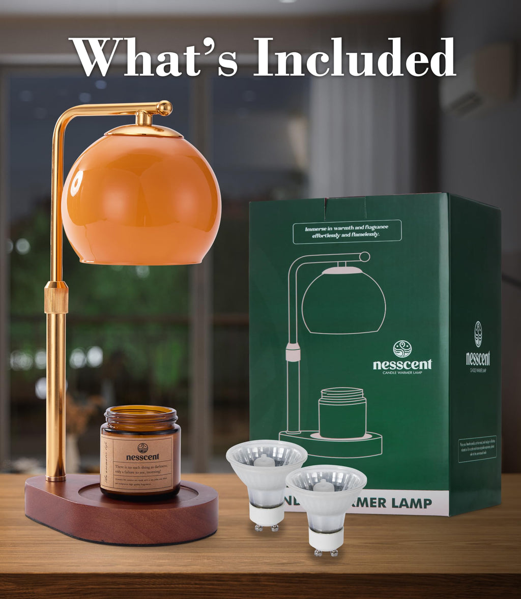 Amber Glass Candle Warmer Lamp Adjustable Height with Timer Z651153