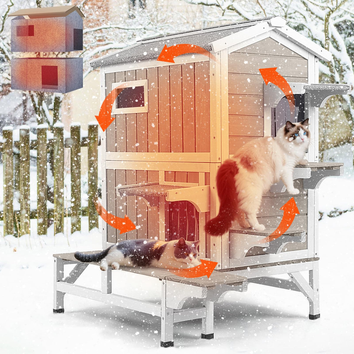 Insulated Outdoor Multi-Level Cat House I640