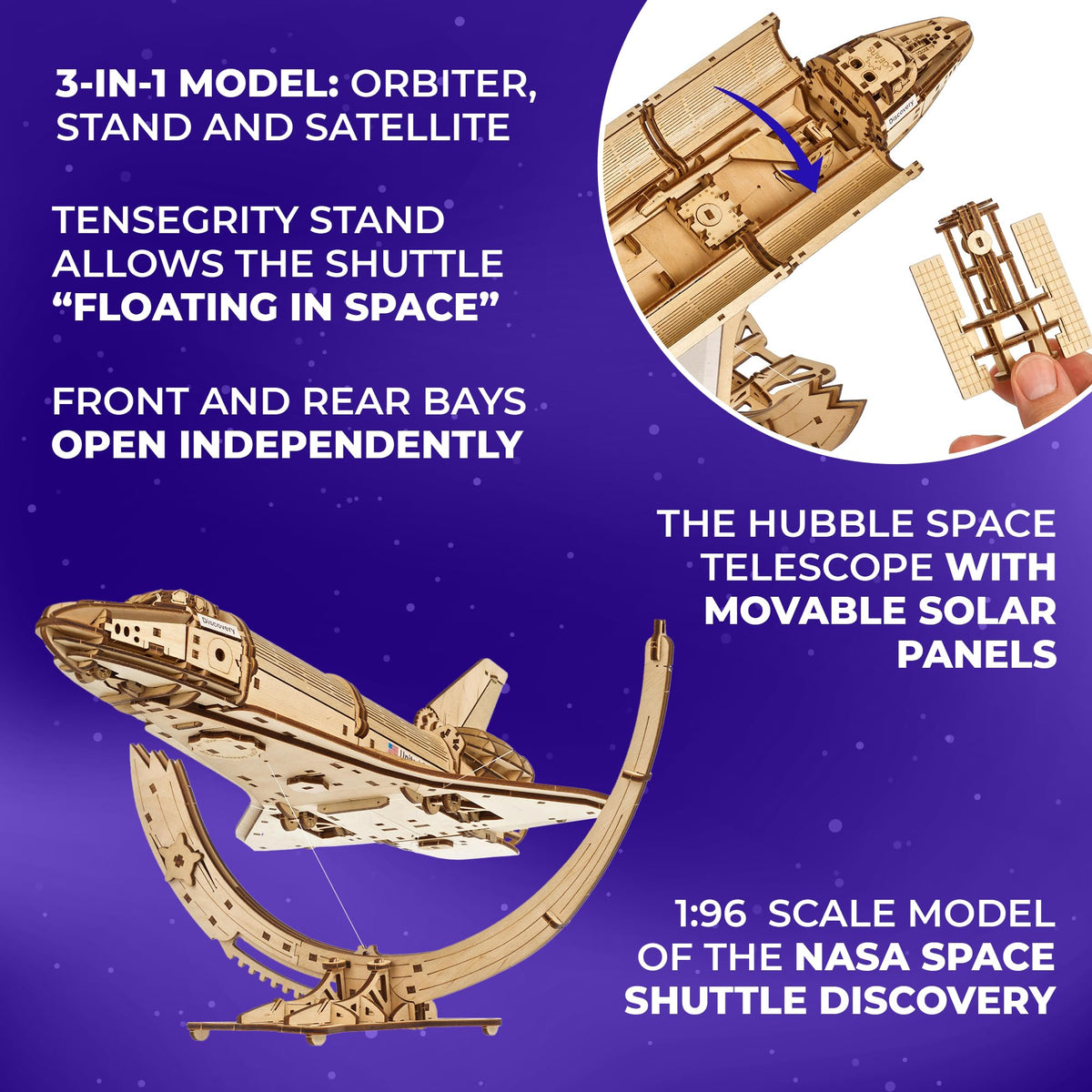 Wooden 3D Puzzle Space Shuttle Model Kit X64996