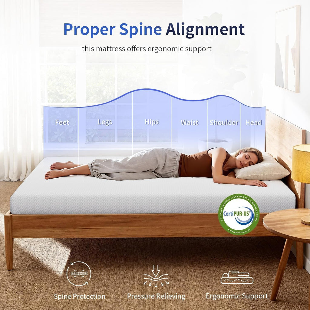 5 Inch Twin Size White Gel Memory Foam I6927