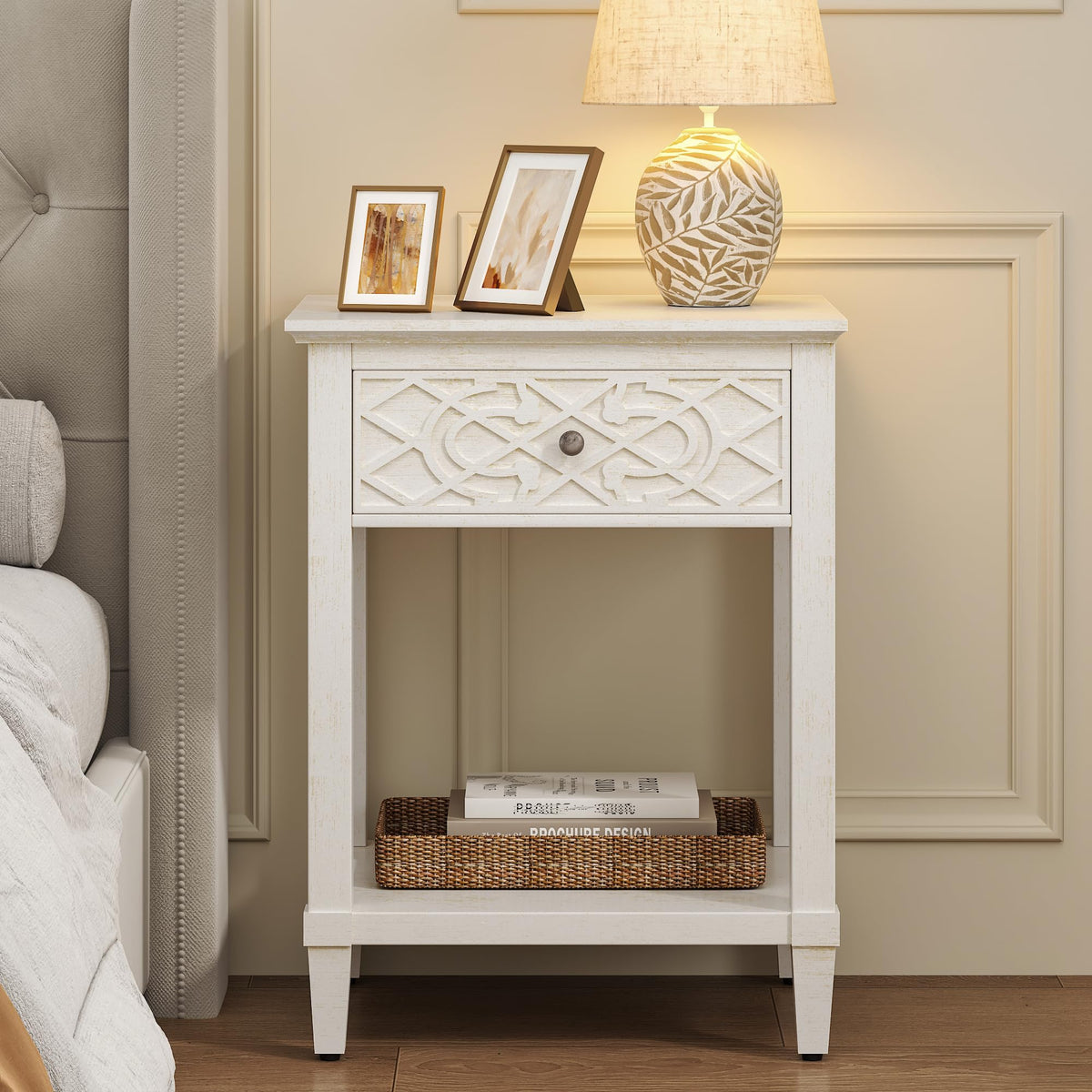 26" Solid Wood Nightstand with Drawers L833355