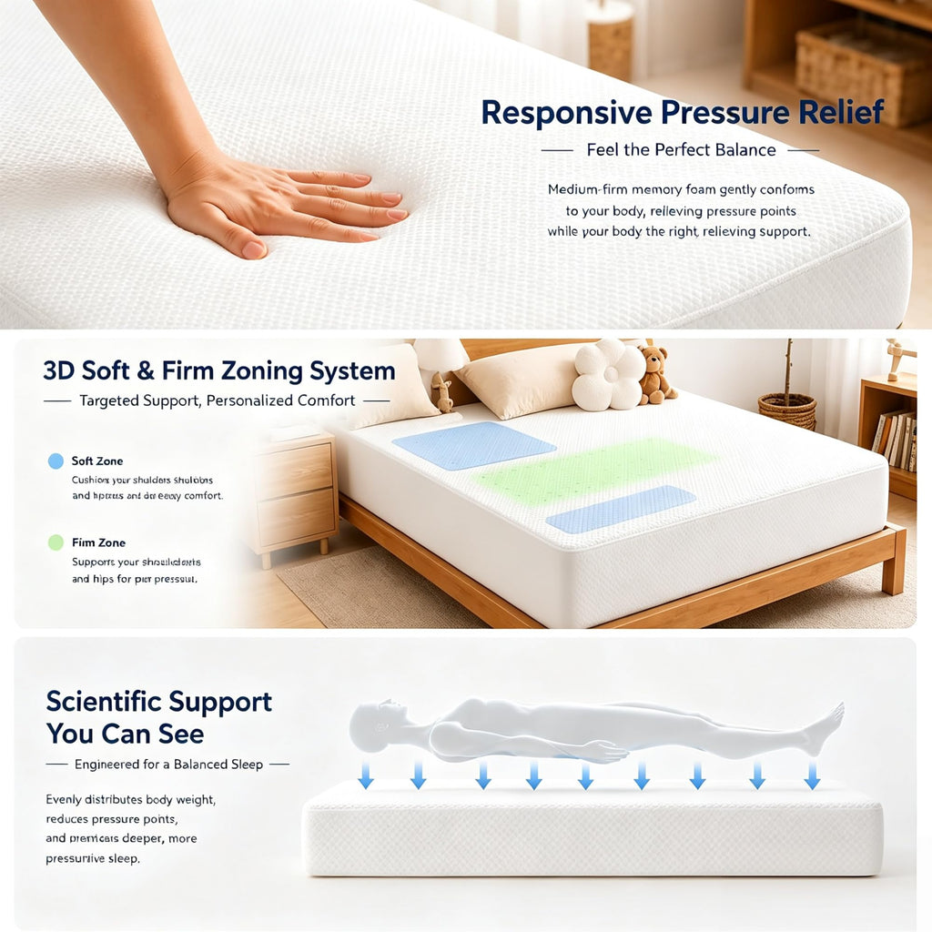 5 Inch Twin Size White Gel Memory Foam I6927
