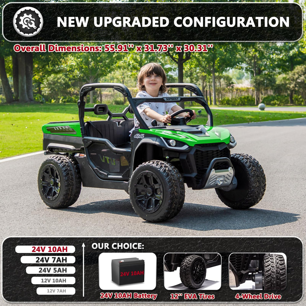 2 Seater 24V 10Ah Ride On Dump Truck with EVA Tires, Green Z40244