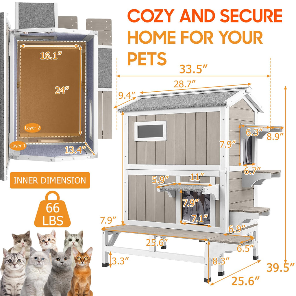 Insulated Outdoor Multi-Level Cat House I640