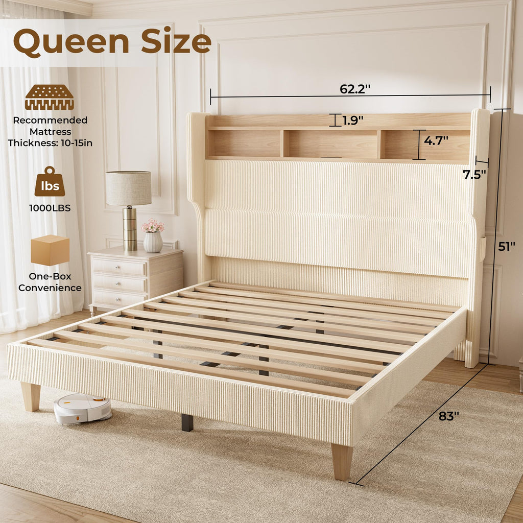 Queen Size Bed Frame with Tall Headboard S81809