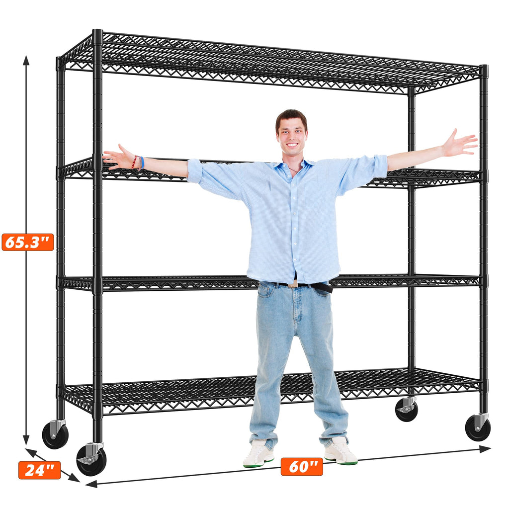 4-Tier Heavy Duty Metal Shelving Unit with Wheels N173