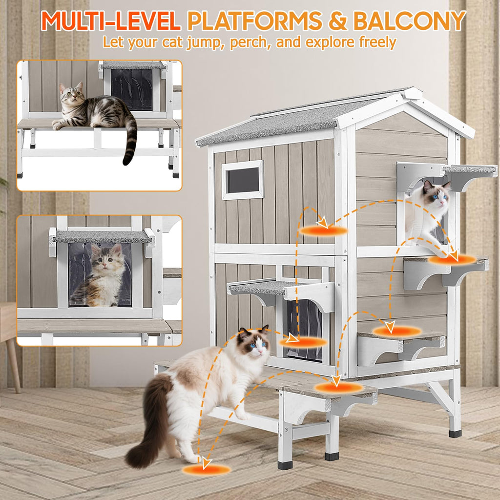 Insulated Outdoor Multi-Level Cat House I640