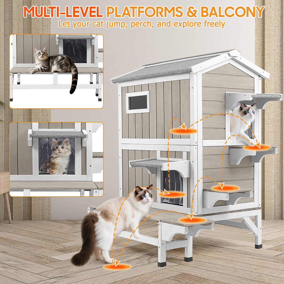 Insulated Outdoor Multi-Level Cat House I640