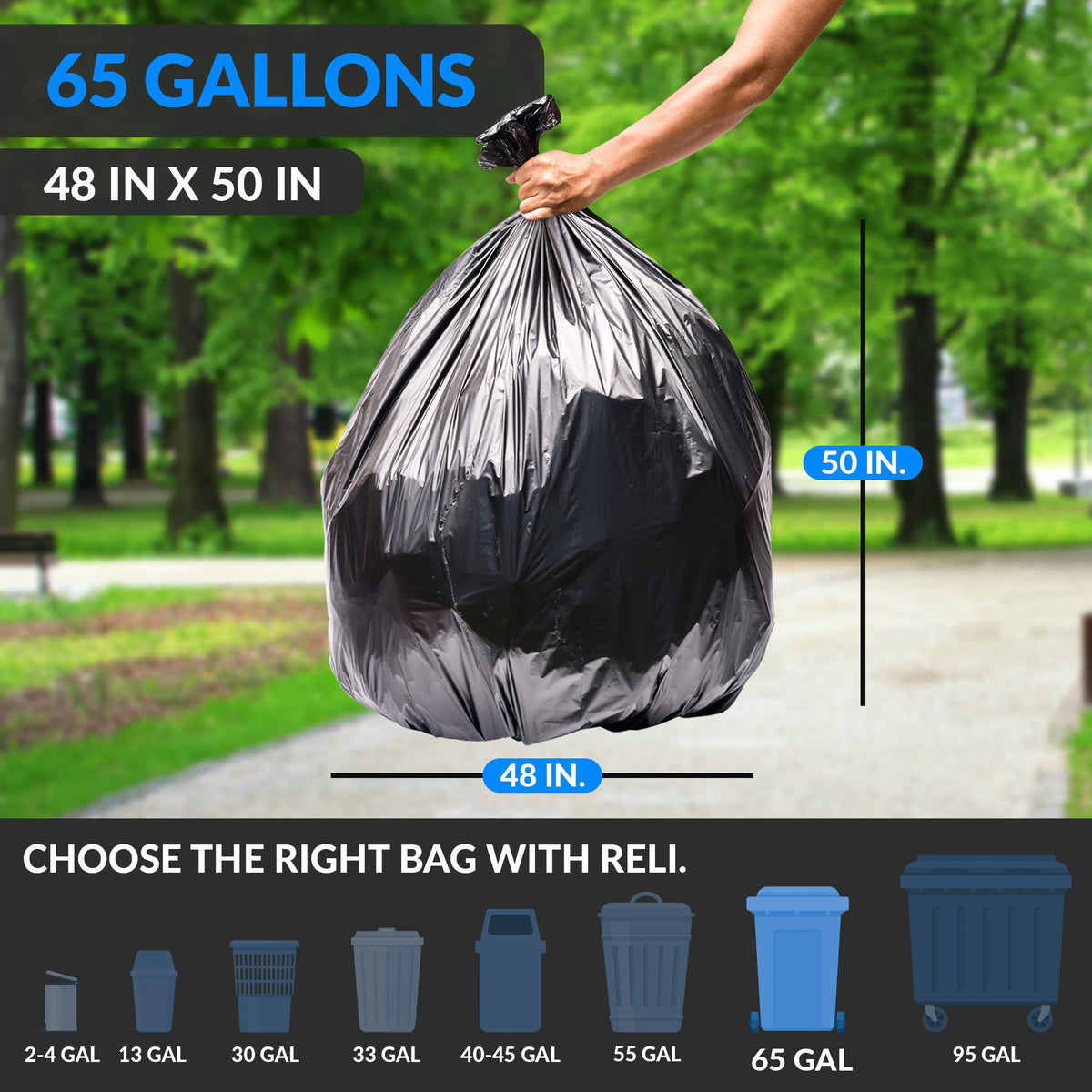 65 Gallon Heavy Duty Trash Bags Q2736