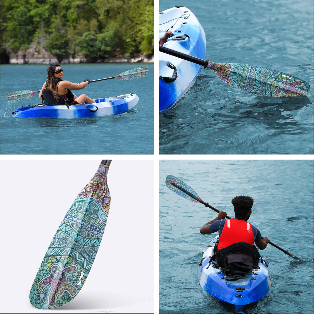 Fiberglass Kayak Paddle 90.5 inches Adjustable Carbon Fiber Shaft A90627