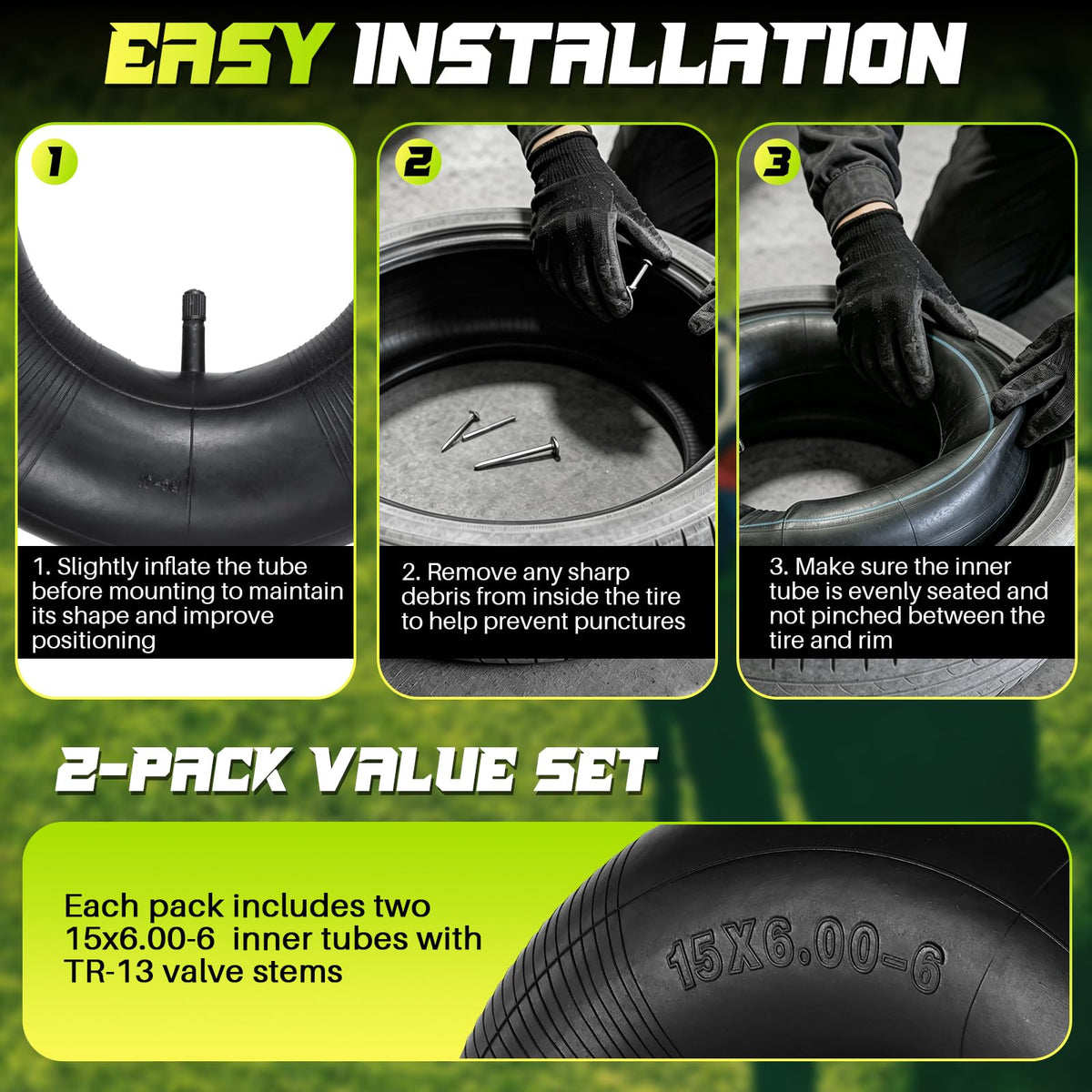 15x6.00-6 Inner Tube 2-Pack B195