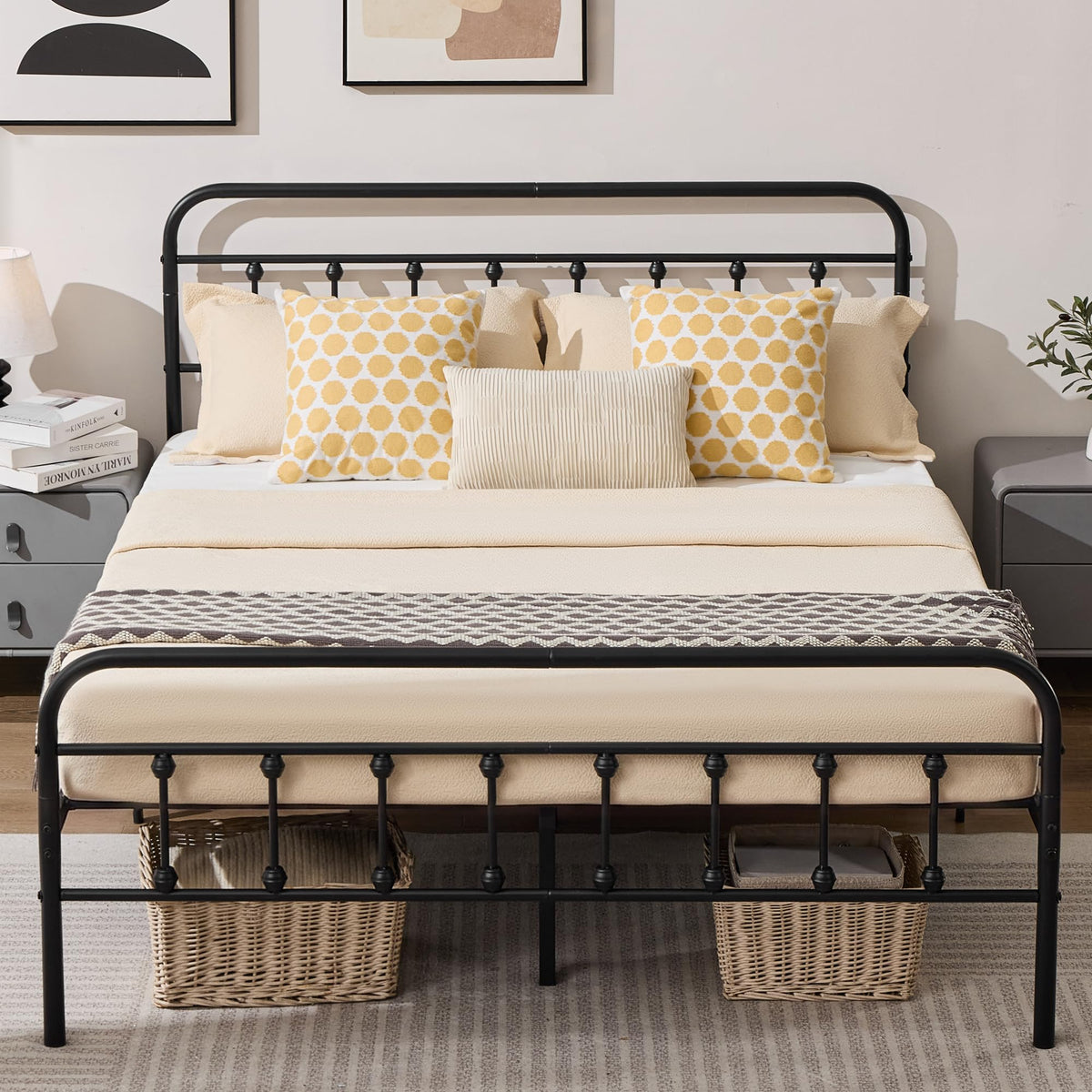 Full Metal Platform Bed Frame with Headboard and Footboard N1950