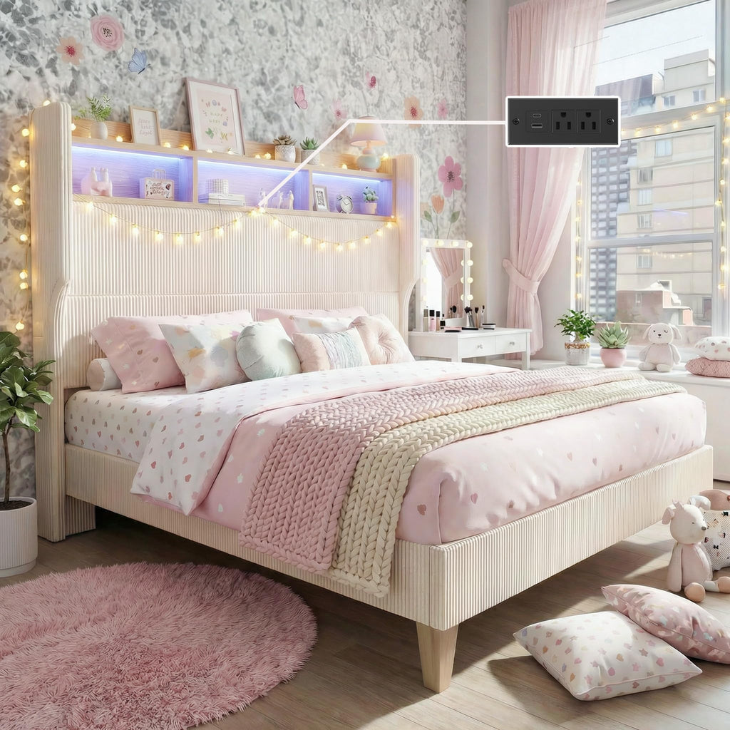 Queen Size Bed Frame with Tall Headboard S81809
