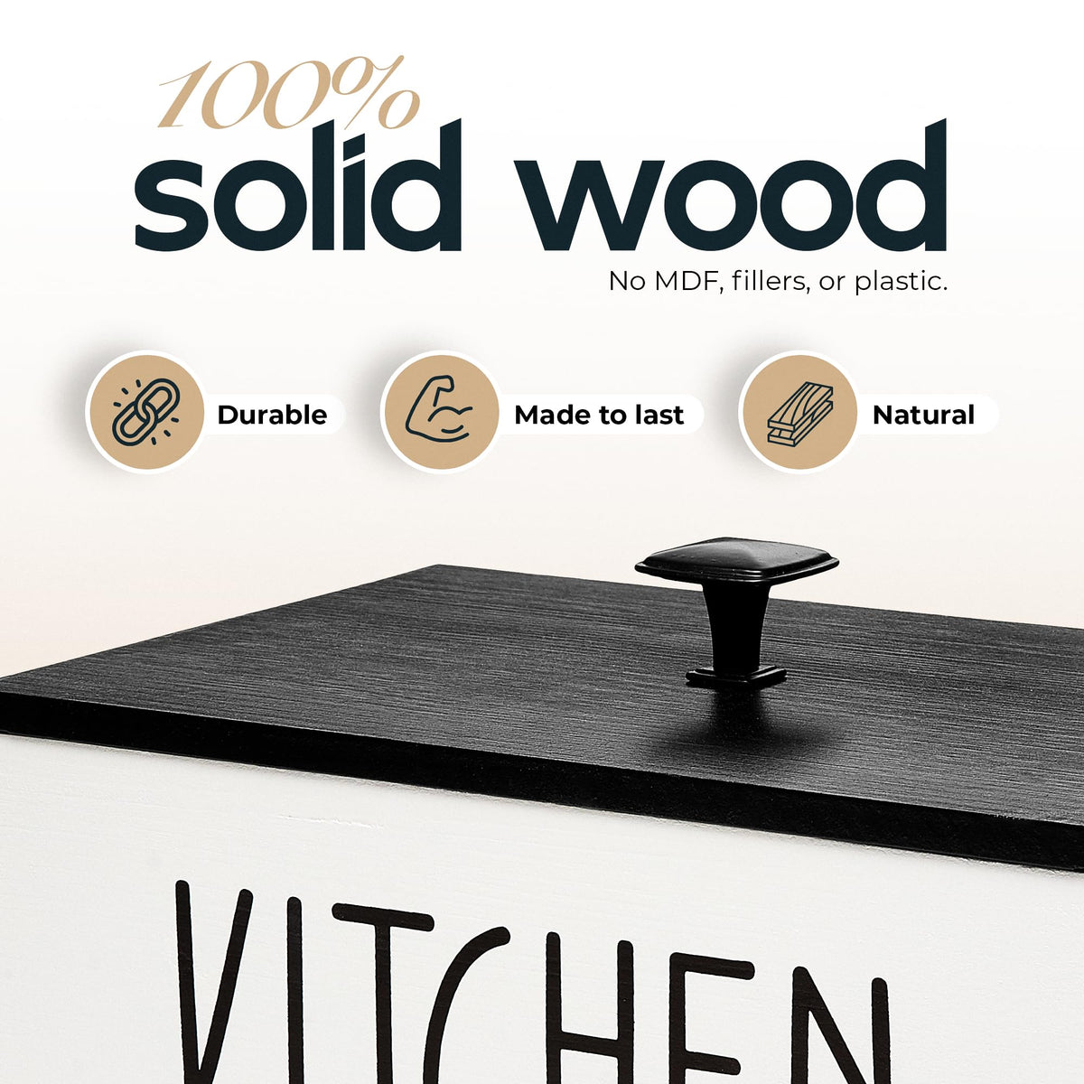 Solid Wood Kitchen Storage Bin with Lid G297