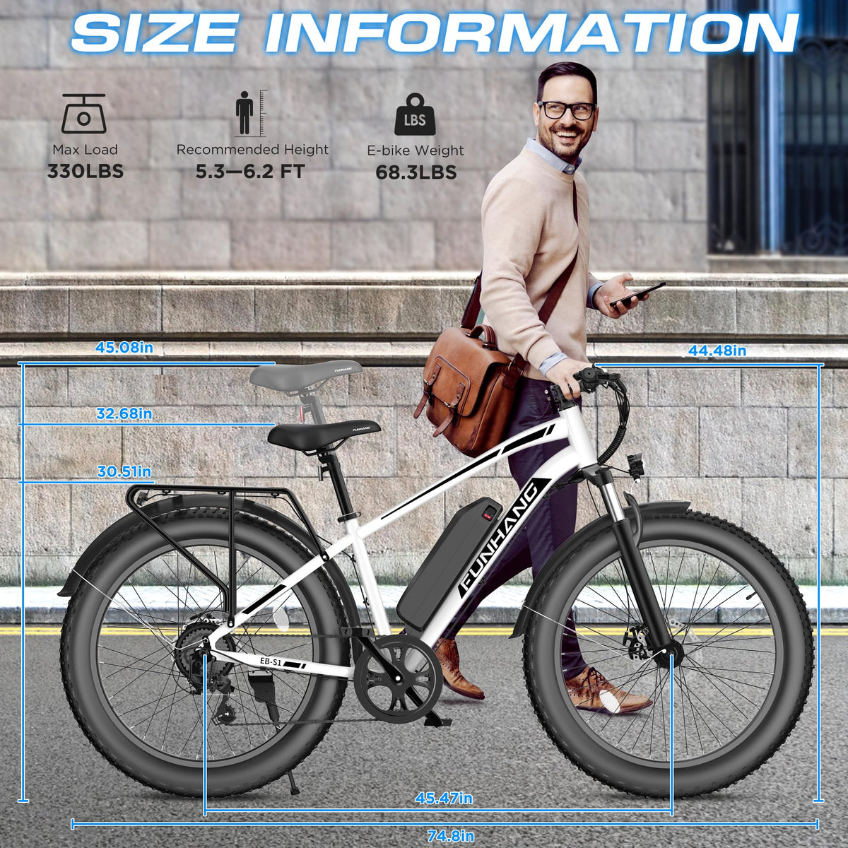 1000W 26" Fat Tire Electric Mountain Bike with 48V 13AH Battery L530