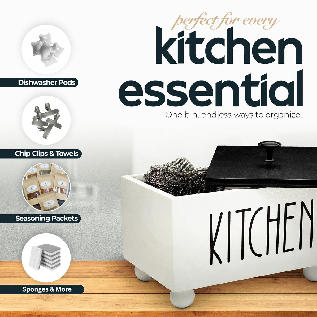 Solid Wood Kitchen Storage Bin with Lid G297