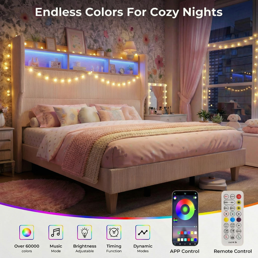 Queen Size Bed Frame with Tall Headboard S81809