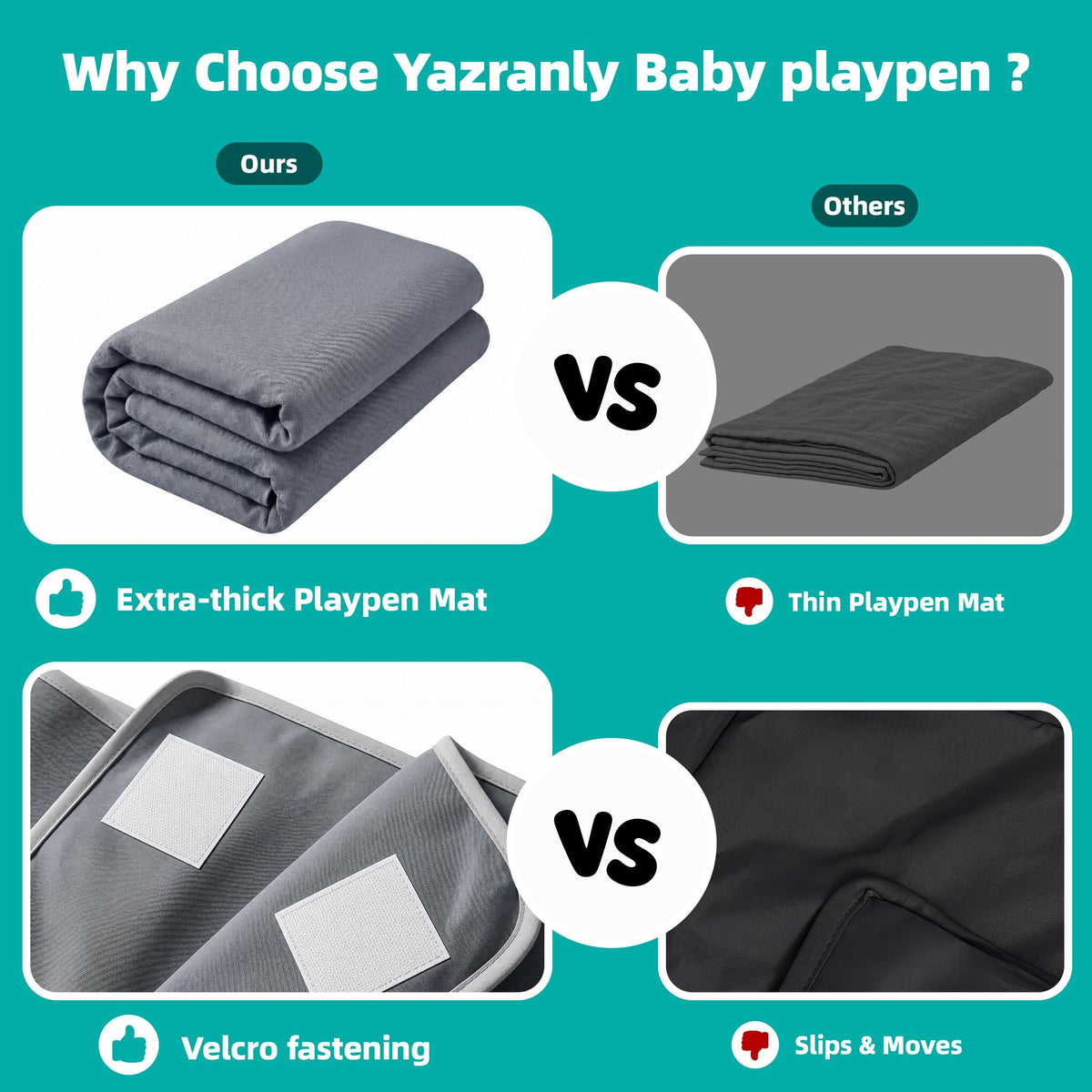 Foldable Baby Playpen with Mat, 71x59 Inches, Grey T63192
