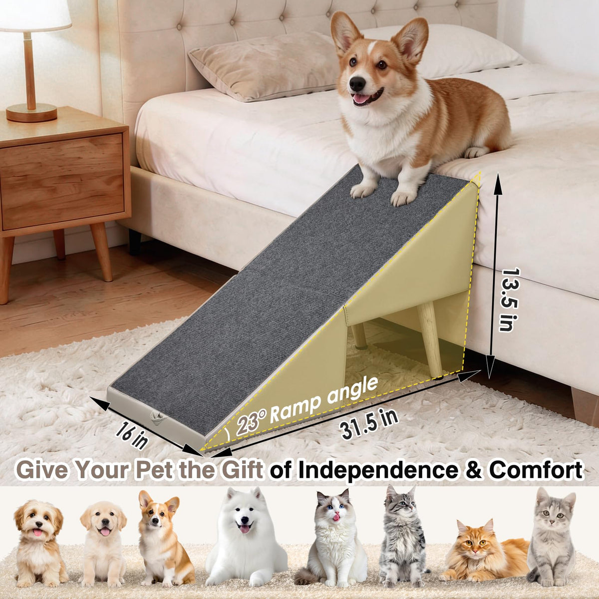 Foldable Non-Slip Wooden Dog Ramp Ottoman Z495