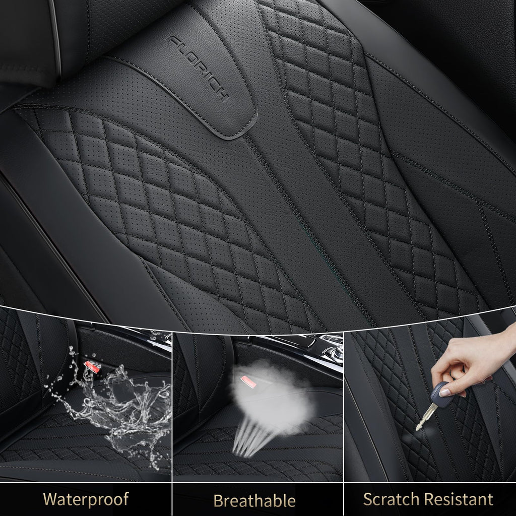 Black Leather Full Set Waterproof Car Seat Covers G461773