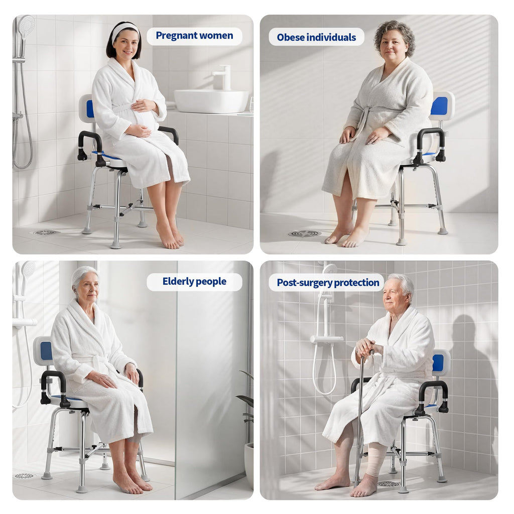 360° Swivel Shower Chair, 500 lbs Capacity, Height Adjustable Q238