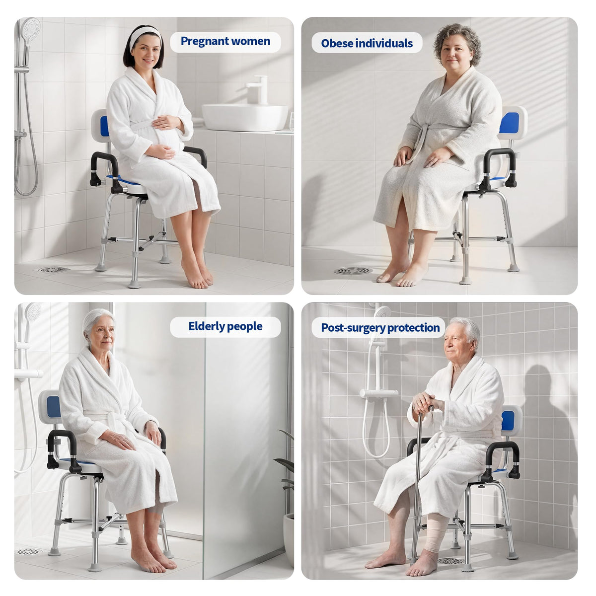 360° Swivel Shower Chair, 500 lbs Capacity, Height Adjustable Q238