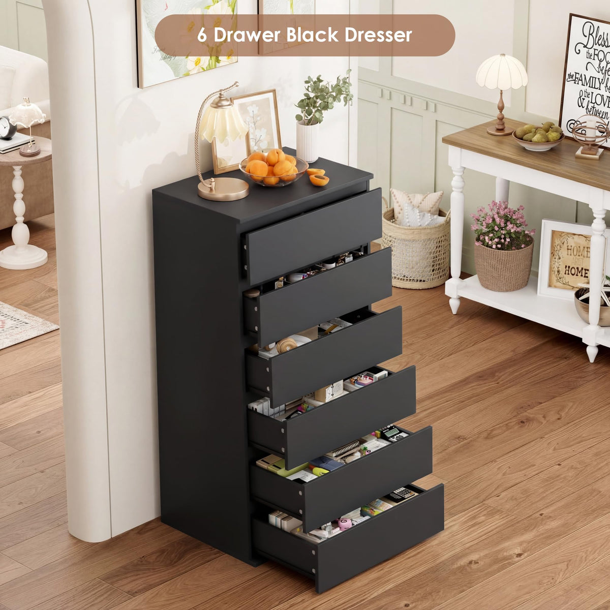 Black 6 Drawer Dresser A33240